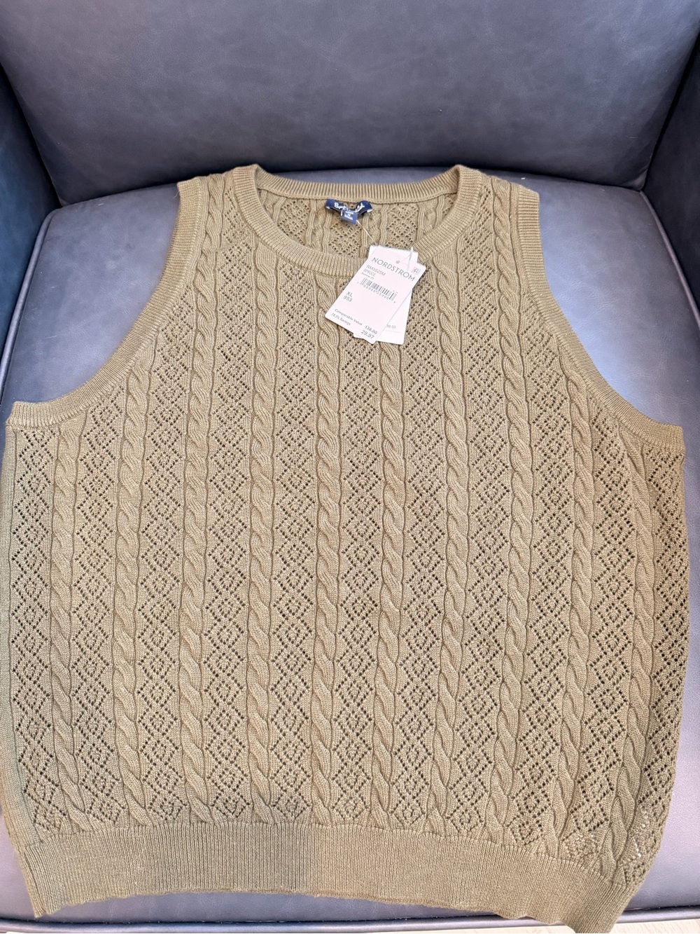 NWT Splendid Olive Green Cable Knit Scoop Neck Sweater